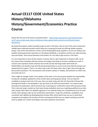 CE117 CEOE United States History/Oklahoma History/Government/Economics