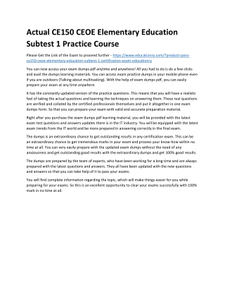 CE150 CEOE Elementary Education Subtest 1