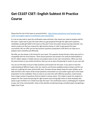 CS107 CSET: English Subtest III