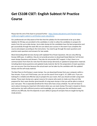 CS108 CSET: English Subtest IV