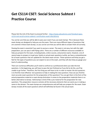 CS114 CSET: Social Science Subtest I