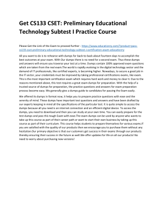 CS133 CSET: Preliminary Educational Technology Subtest I