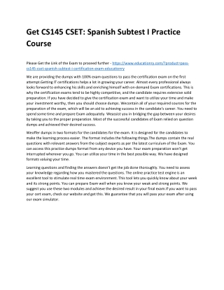 CS145 CSET: Spanish Subtest I