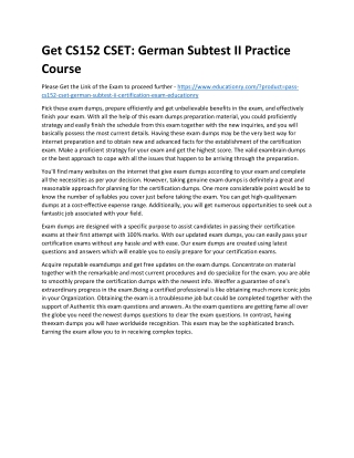 CS152 CSET: German Subtest II