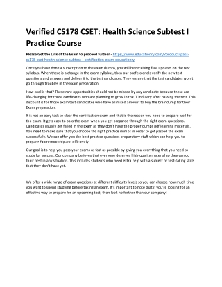 CS178 CSET: Health Science Subtest I