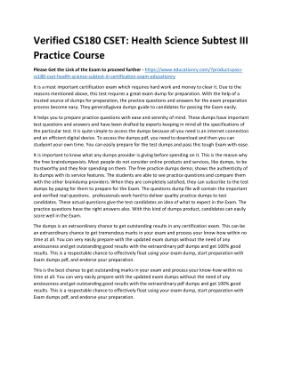 CS180 CSET: Health Science Subtest III