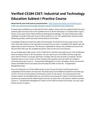 CS184 CSET: Industrial and Technology Education Subtest I