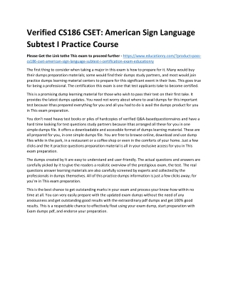 CS186 CSET: American Sign Language Subtest I