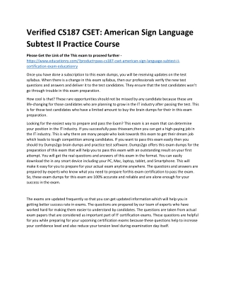 CS187 CSET: American Sign Language Subtest II