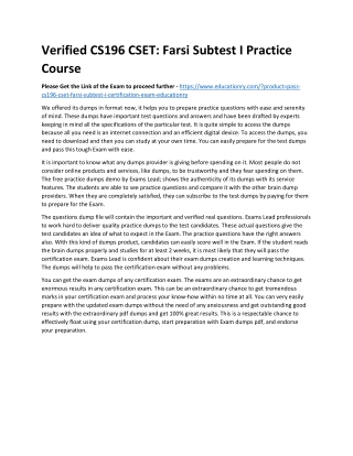 CS196 CSET: Farsi Subtest I