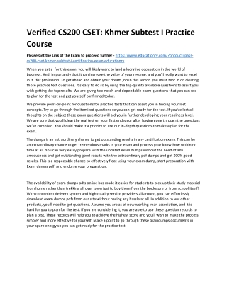 CS200 CSET: Khmer Subtest I