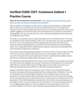CS202 CSET: Cantonese Subtest I