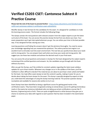 CS203 CSET: Cantonese Subtest II