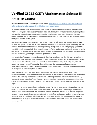 CS213 CSET: Mathematics Subtest III