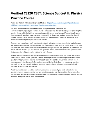 CS220 CSET: Science Subtest II: Physics