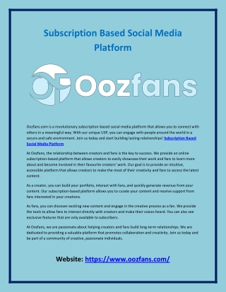 Subscription Based Social Media Platform