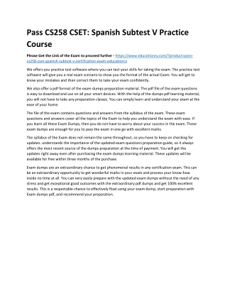CS258 CSET: Spanish Subtest V