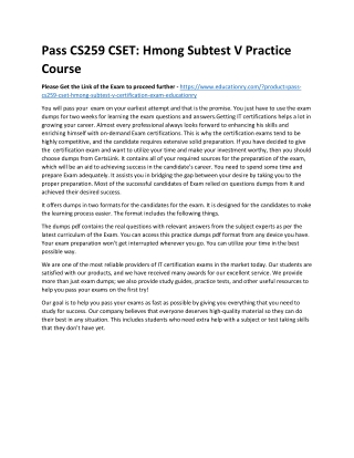 CS259 CSET: Hmong Subtest V