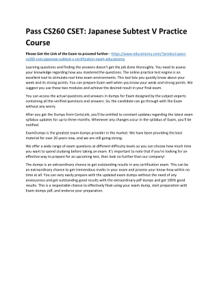 CS260 CSET: Japanese Subtest V
