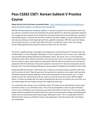 CS262 CSET: Korean Subtest V