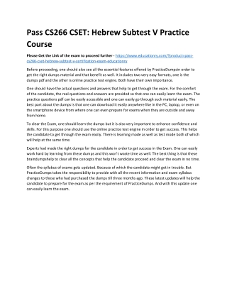CS266 CSET: Hebrew Subtest V