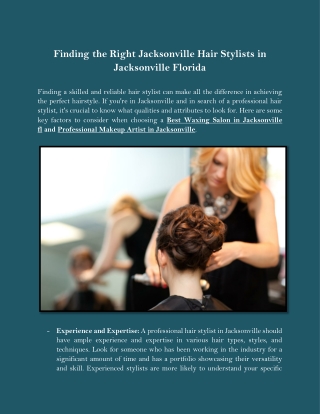 Finding the Right Jacksonville Hair Stylists in Jacksonville Florida