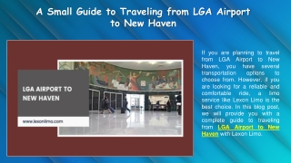 A Small Guide to Traveling from LGA Airport to New Haven