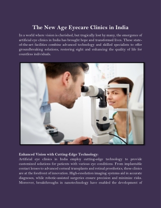 The New Age Eyecare Clinics in India