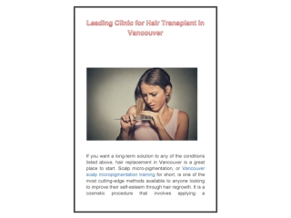 Leading Clinic For Hair Transplant in Vancouver