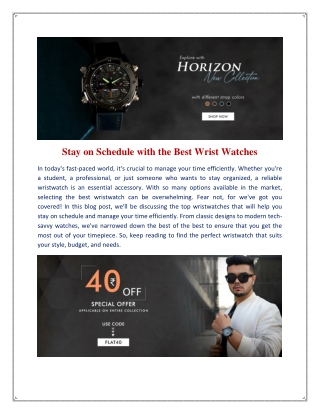 Stay on Schedule with the Best Wrist Watches