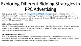 Exploring Different Bidding Strategies in PPC Advertising