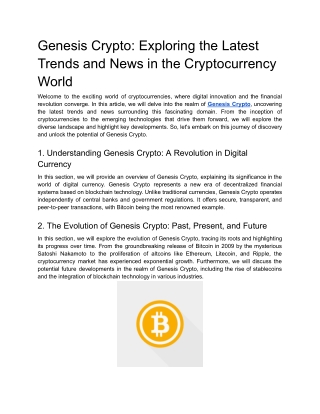 Genesis Crypto_ Exploring the Latest Trends and News in the Cryptocurrency World