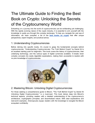 The Ultimate Guide to Finding the Best Book on Crypto_ Unlocking the Secrets of the Cryptocurrency World