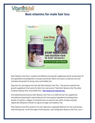 Best vitamins for male hair loss