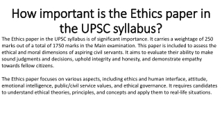 How important is the Ethics paper in the UPSC syllabus