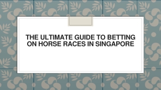 The Ultimate Guide to Betting on Horse Races in Singapore