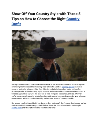 Show Off Your Country Style with These 5 Tips on How to Choose the Right Country Wear