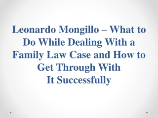 Leonardo Mongillo – What to Do While Dealing With a Family Law Case and How to Get Through With It Successfully