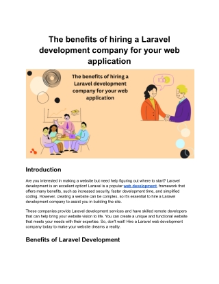 The benefits of hiring a Laravel development company for your web application