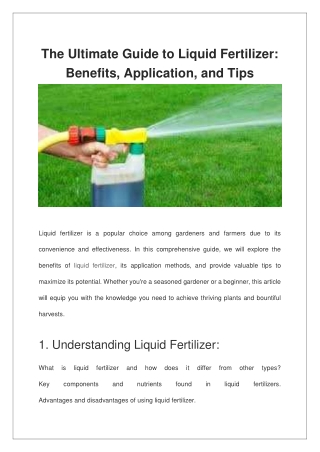 The Ultimate Guide to Liquid Fertilizer Benefits, Application, and Tips