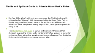 Thrills and Spills: A Guide to Atlantis Water Park's Rides