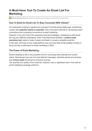 1A Must-Have Tool To Create An Email List For Marketing