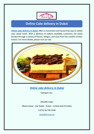 Online Cake delivery in Dubai