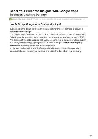 Boost Your Business Insights With Google Maps Business Listings Scraper