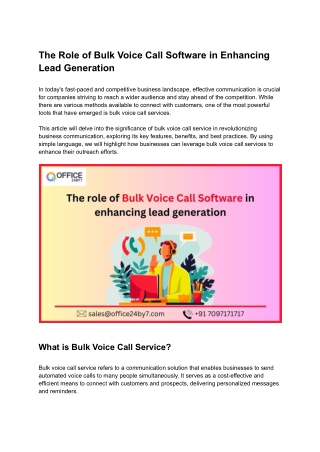 The Role of Bulk Voice Call Software in Enhancing Lead Generation