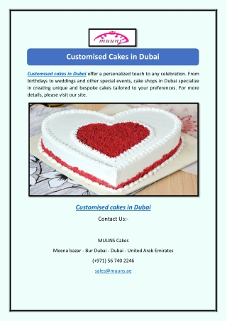 Customised Cakes in Dubai