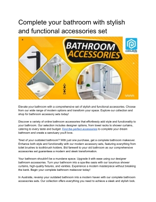 Complete your bathroom with a stylish and functional accessories set