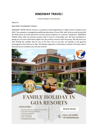 Family Holiday in Goa Resorts