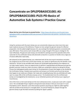 DPLEPDBASICS1001 AS-DPLEPDBASICS1001-PLES-PD-Basics of Automotive Sub-Systems-I