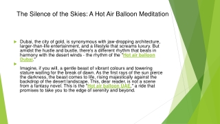 The Silence of the Skies: A Hot Air Balloon Meditation